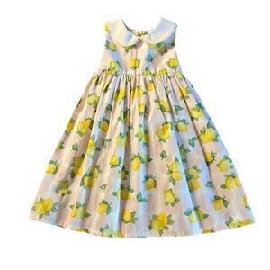 Luli & Me Lemon Print Sleeveless Dress - Yellow, Pink and Green Size 2T
